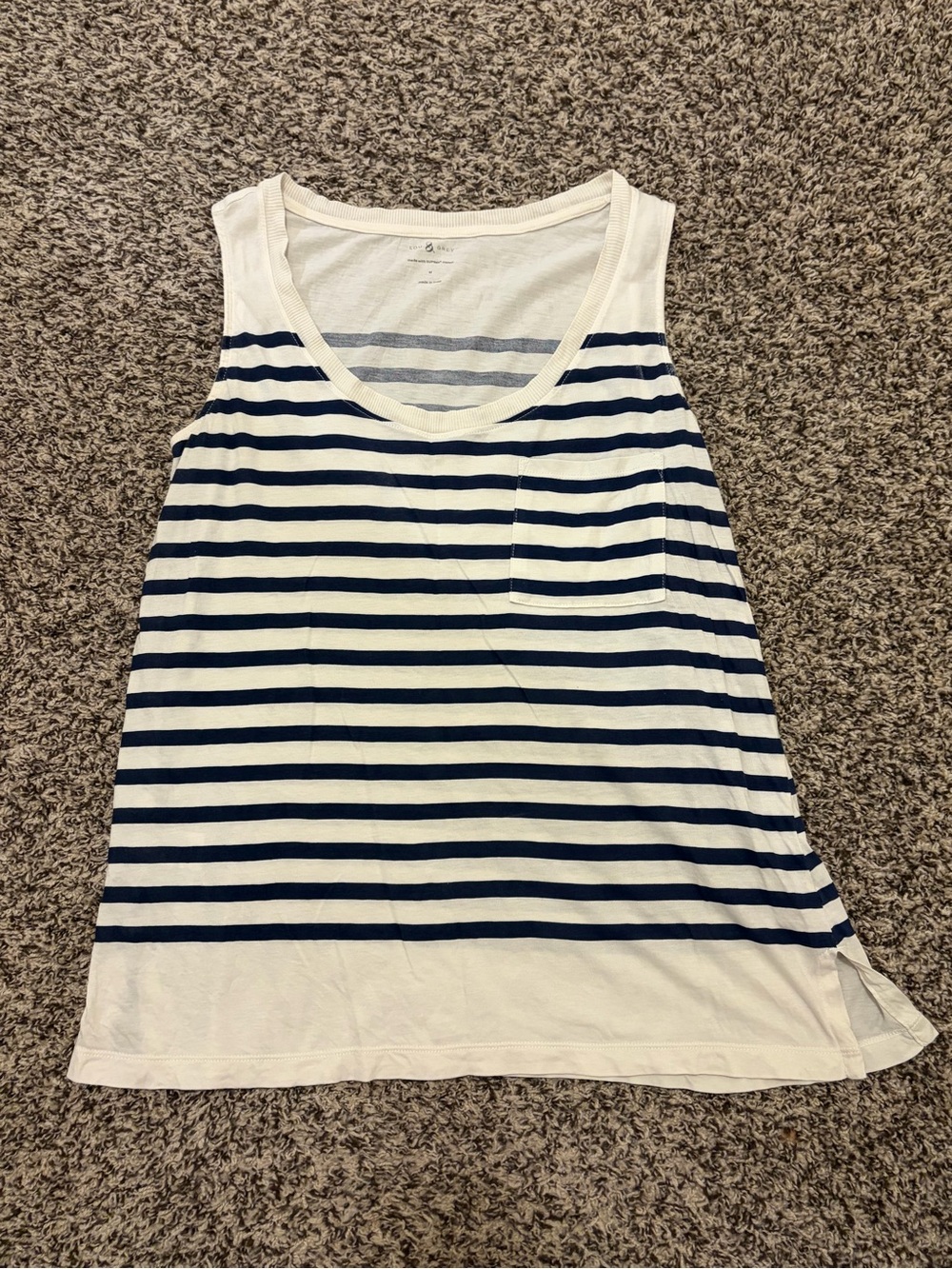 Lou & Grey Navy and White Striped Scoop Neck Tank